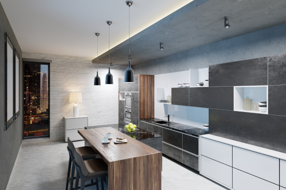 Two-tone modular kitchen design in Nungambakkam apartment