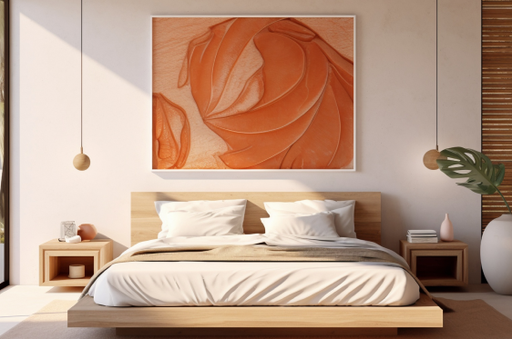 OMR master bedroom featuring floor-to-ceiling windows and cozy textiles.