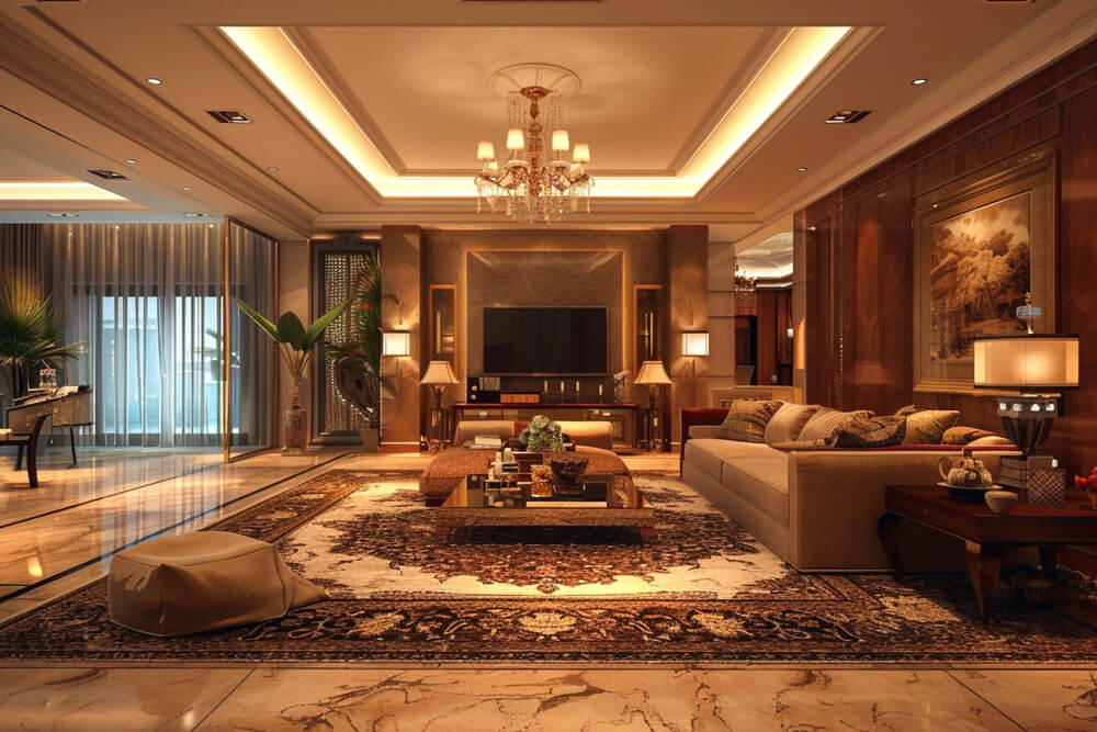 Sophisticated living room interior designers in Chennai